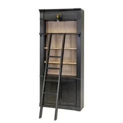 Abbot Place 94" Tall Bookcase Black & Ladder
