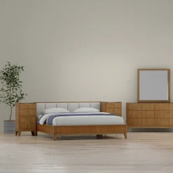 Amalie Eastern King Wall Bed With 2 Piers, Dresser, Mirror