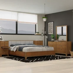Amalie Eastern King Wall Bed With 2 Piers, Dresser, Mirror