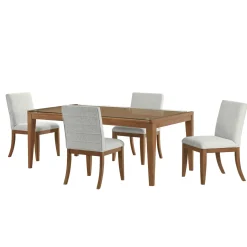Amalie 5pc: Dining Table And 4 Upholstered Chairs