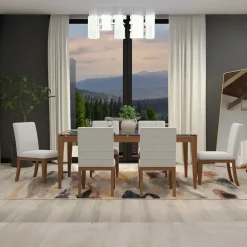 Amalie 7pc: Dining Table And 6 Upholstered Chairs