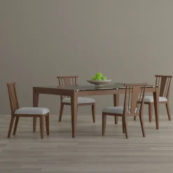 Amalie 5pc: Dining Table And 4 Wood Side Chairs