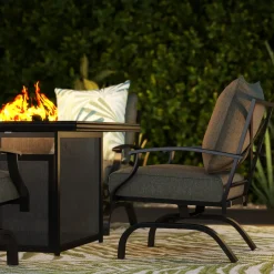 Arrowhead 5pc Fire Chat Group: Firepit & 4 Motion Chairs