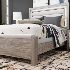 Avery California King Upholstered Bed with Light