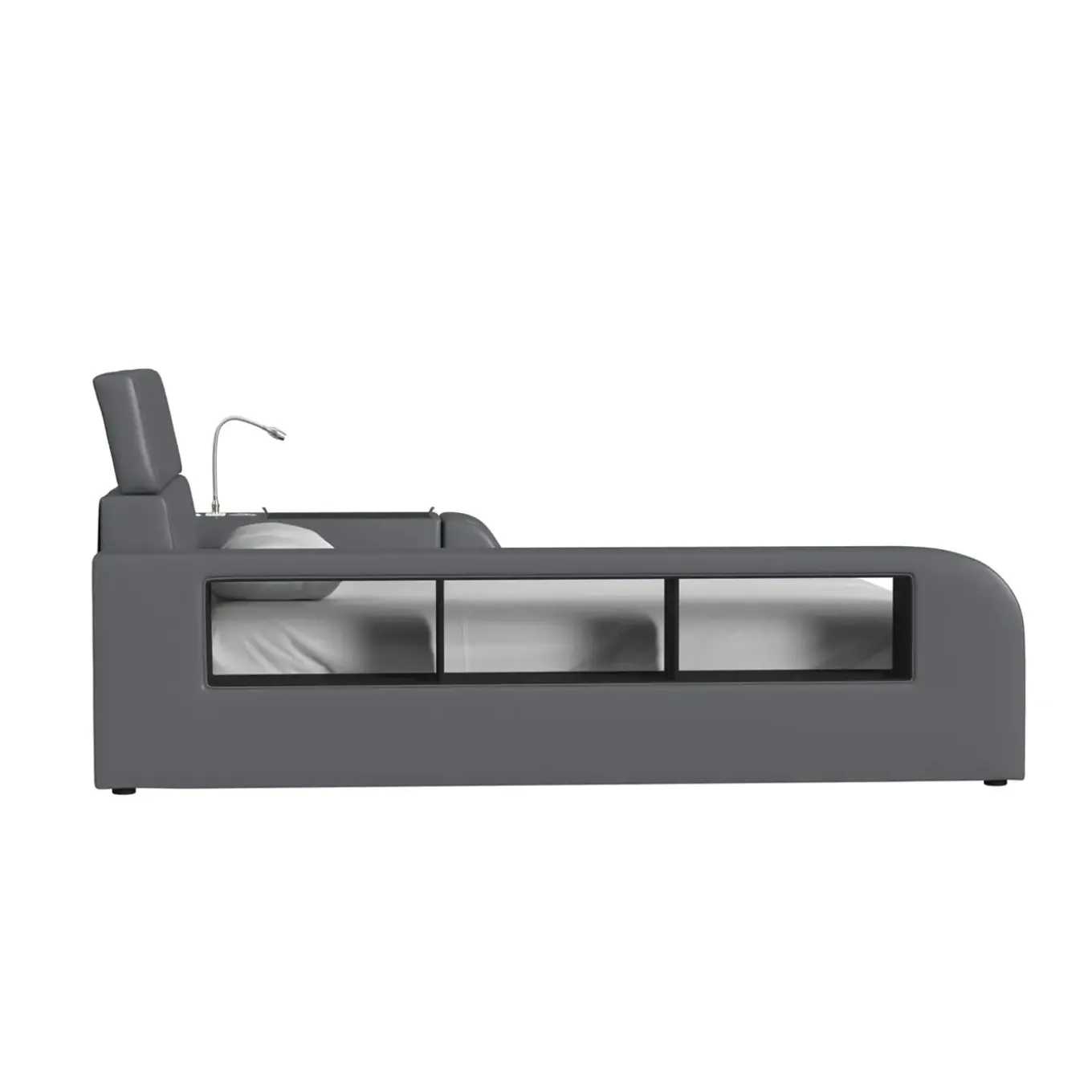 Blaine Modular Full Bed with Built-in Nightstand, Lounge Chair & Bookcase