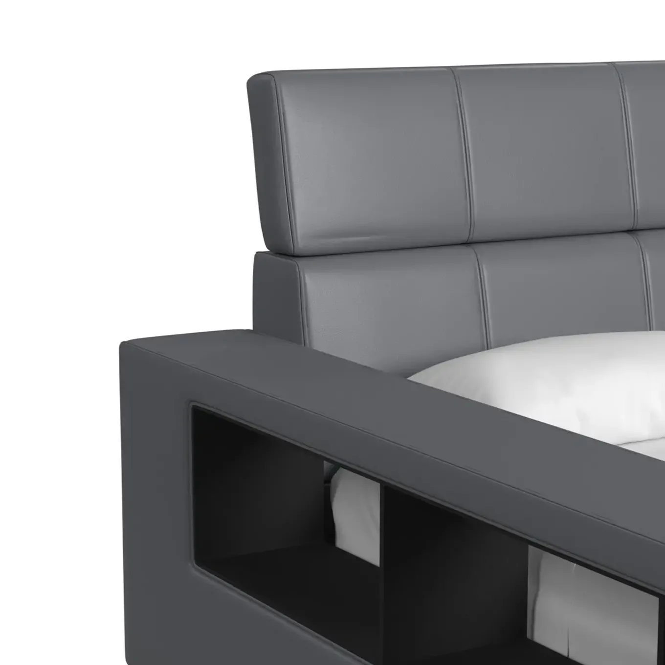 Blaine Modular Full Bed with Built-in Nightstand, Lounge Chair & Bookcase