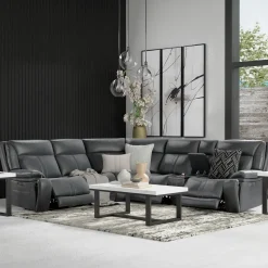 Blockbuster 6pc Immersive Sound Power Sectional w/heat and massage