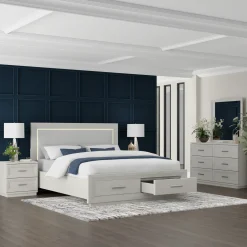 Burbank Bedroom Set Queen Storage Bed, Dresser, Mirror & Nightstand