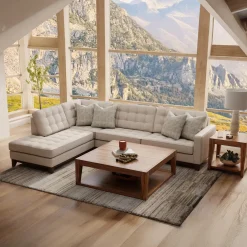 Calvin Sectional Beige 2pc Sectional with LAF Chaise