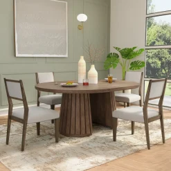 Carnaby Extendable Round Table & 4 Side Chairs
