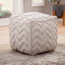 Chevron Pouf Square Ottoman