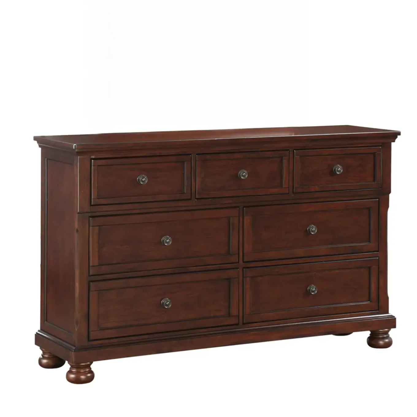 Cortland Cherry Bedroom Set Queen Sleigh Bed, Dresser, Mirror & Nightstand