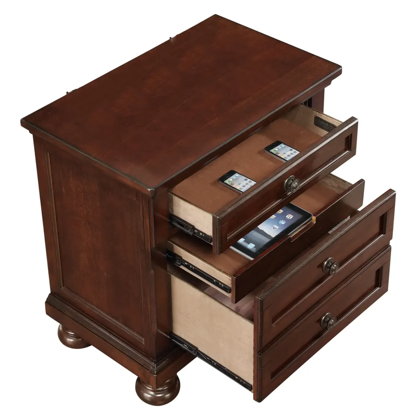 Cortland Cherry Bedroom Set Queen Sleigh Bed, Dresser, Mirror & Nightstand