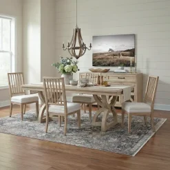 Covington 5pc Dining Set: Trestle Rectangular Dining Table & 4 Side Chairs