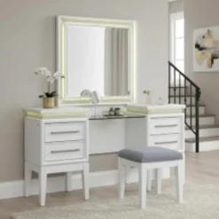 Danica 3pc Vanity, Mirror & Stool