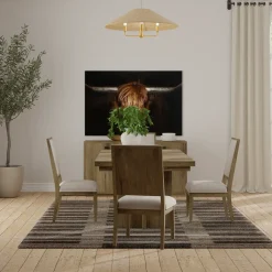 Durian Extendable Trestle Dining Table & 4 Side Chairs