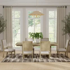 Durian Extendable Trestle Dining Table & 6 Side Chairs