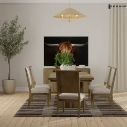 Durian Extendable Trestle Dining Table & 6 Side Chairs