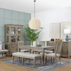 East Bay Extendable Dining Table, 4 Side Chairs & Bench