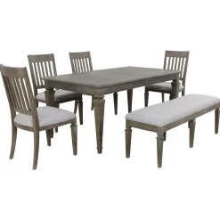 East Bay Extendable Dining Table, 4 Side Chairs & Bench