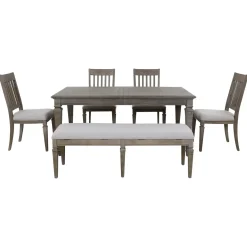 East Bay Extendable Dining Table, 4 Side Chairs & Bench