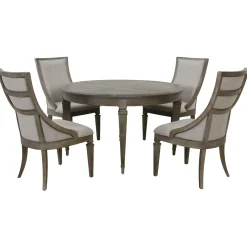 East Bay Extendable Round Table & 4 Arm Chairs
