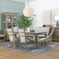 East Bay Extendable Table, 4 Arm Chairs & Bench With Back