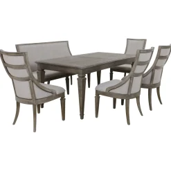 East Bay Extendable Table, 4 Arm Chairs & Bench With Back