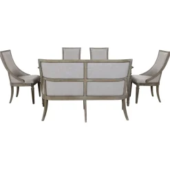 East Bay Extendable Table, 4 Arm Chairs & Bench With Back