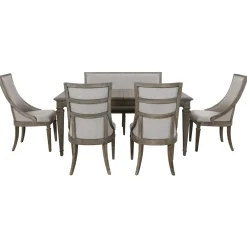 East Bay Extendable Table, 4 Arm Chairs & Bench With Back