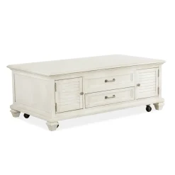 East Bay White Lift-top Storage Cocktail With Casters