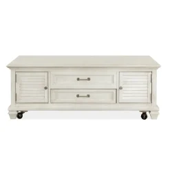 East Bay White Lift-top Storage Cocktail With Casters