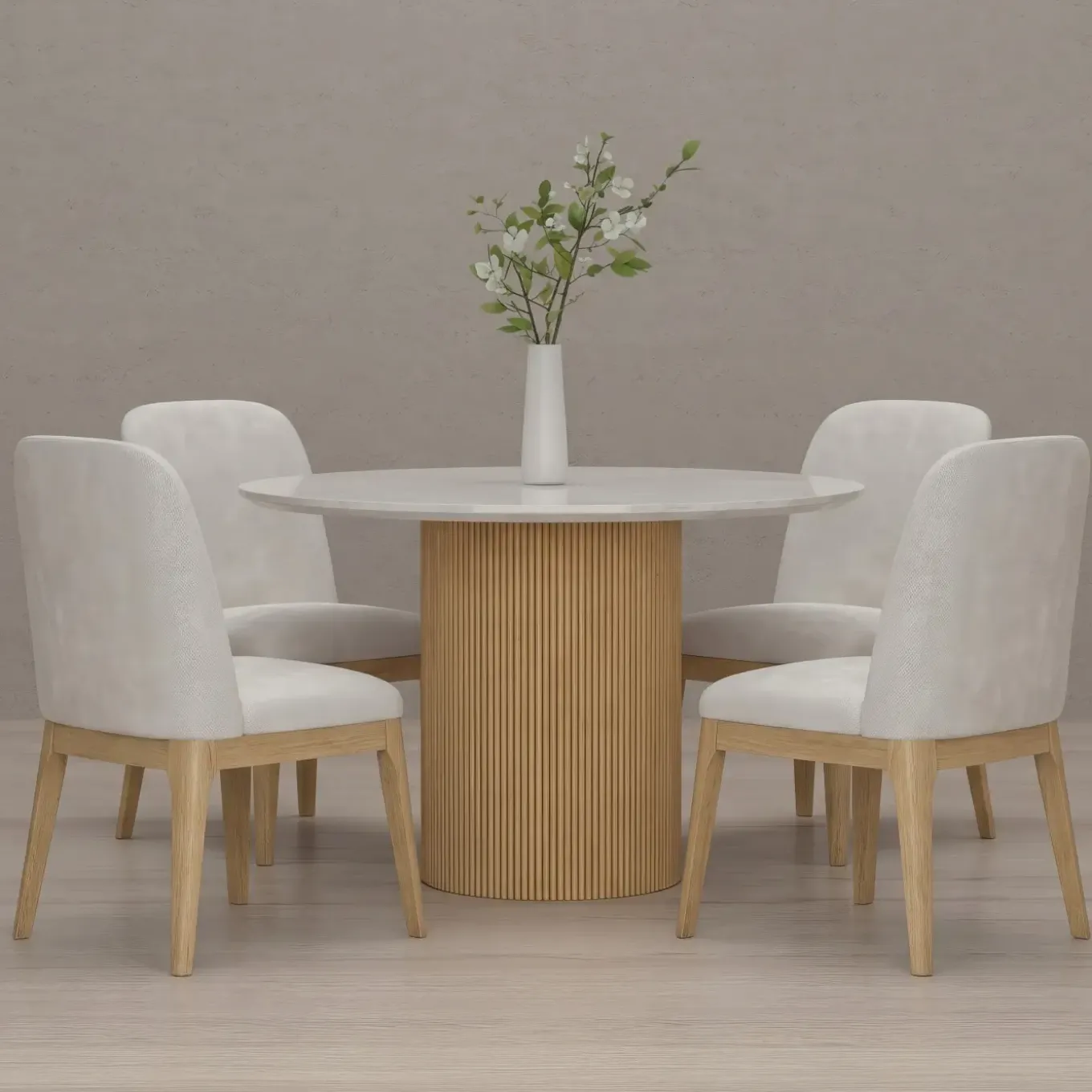 Eden 5pc Dining Set: Round Table & 4 Side Chairs