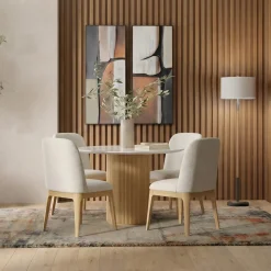 Eden 5pc Dining Set: Round Table & 4 Side Chairs