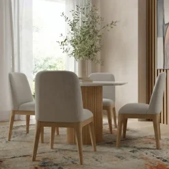Eden 5pc Dining Set: Round Table & 4 Side Chairs