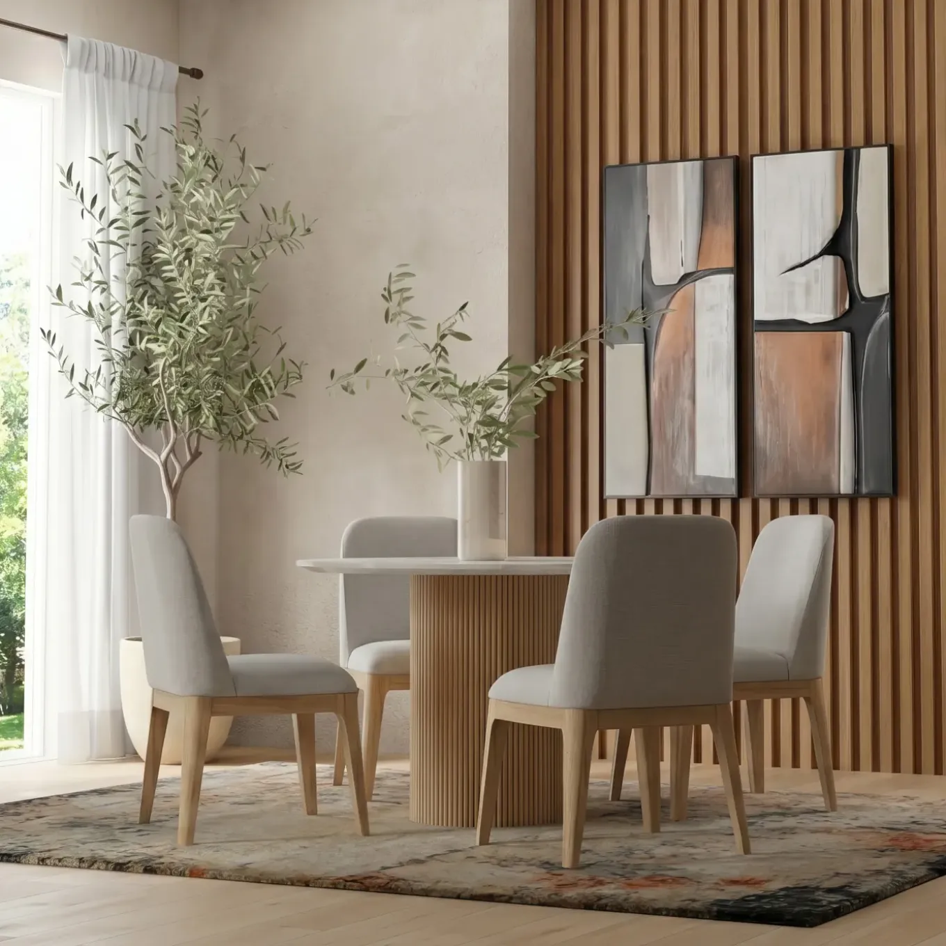 Eden 5pc Dining Set: Round Table & 4 Side Chairs