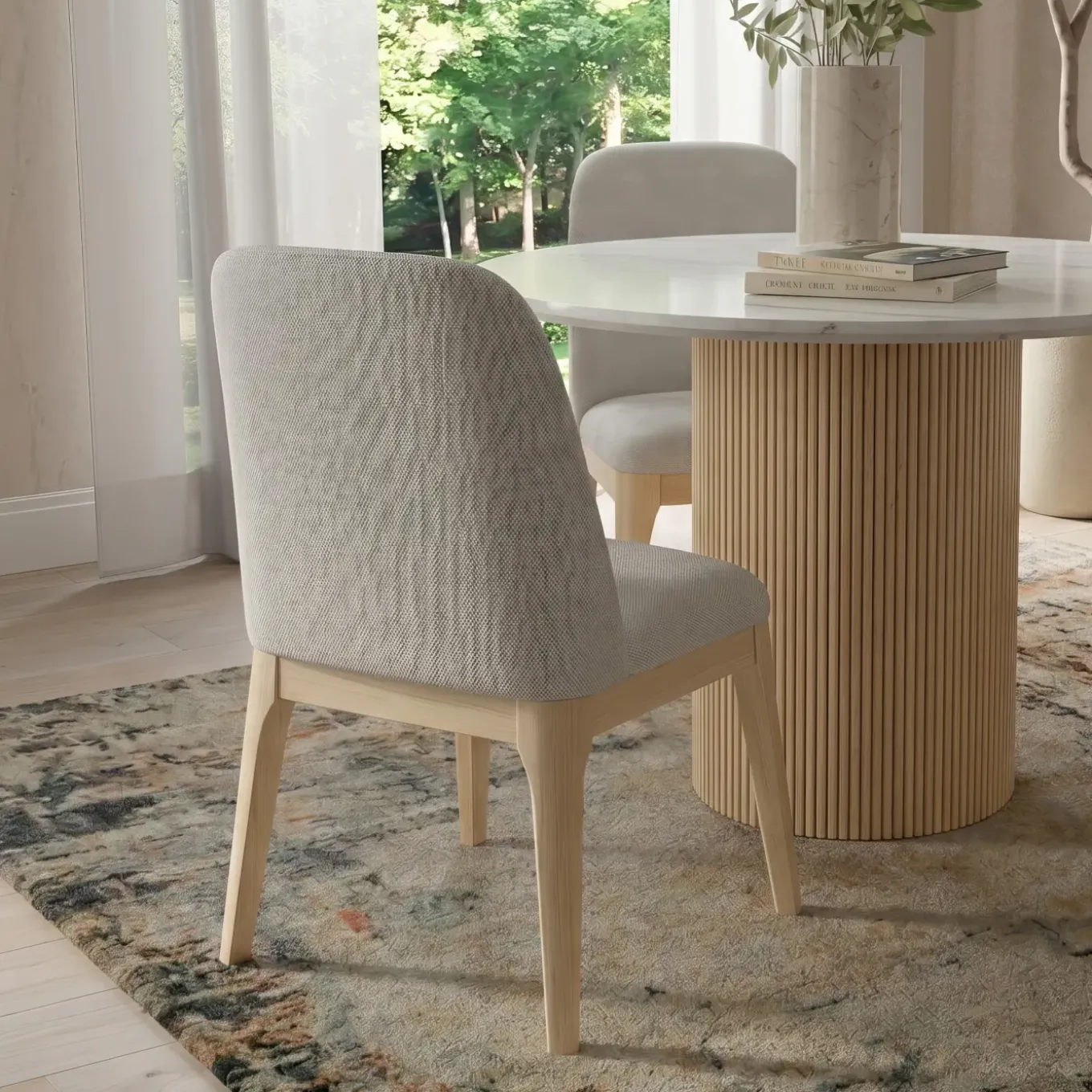 Eden 5pc Dining Set: Round Table & 4 Side Chairs