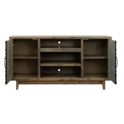 Everett 66 Inch Crystal Only Fireplace Console with 2 Piers