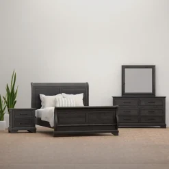 Fallston California King Sleigh Bed, Dresser, Mirror, Nightstand