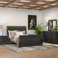 Fallston California King Sleigh Bed, Dresser, Mirror, Nightstand