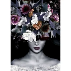 Floral Woman Glass Wall Art