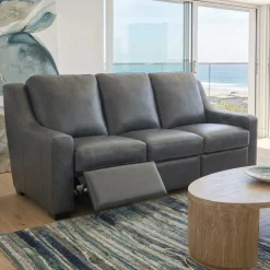 Fulton Leather Living Room Set Power Sofa & Power Loveseat