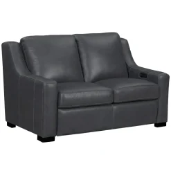 Fulton Leather Living Room Set Power Sofa & Power Loveseat