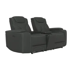 Jet Charcoal Leather Motion Sofa & Loveseat Set
