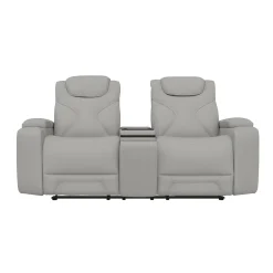 Jet White Leather Motion Sofa & Loveseat Set