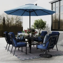 Lagoon Outdoor Dining Set-New! 7pc Dining Set: Table, 4 Arm Chairs& 2 Swivel