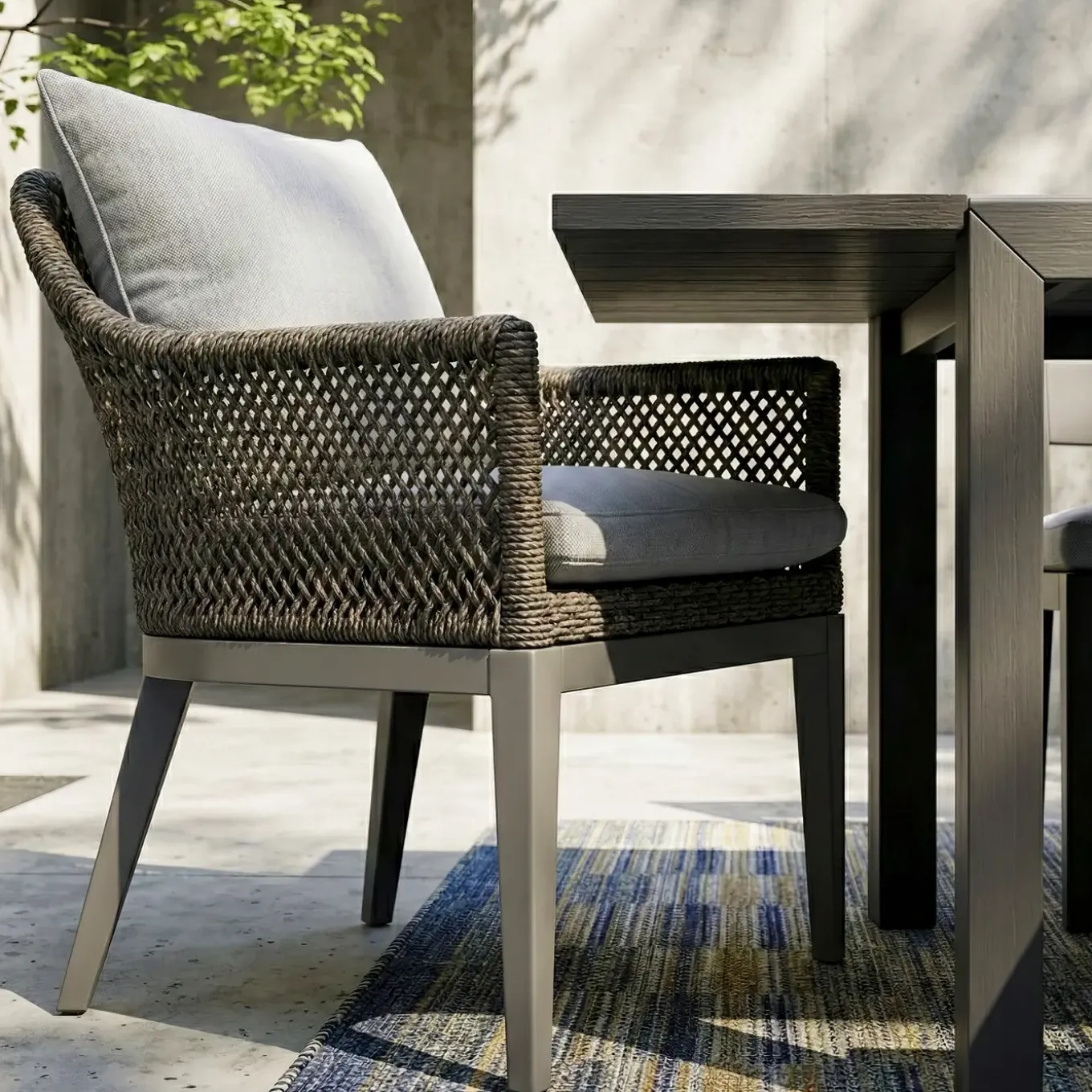 Laguna 7pc Dining Set: Table & 6 Woven Arm Chairs