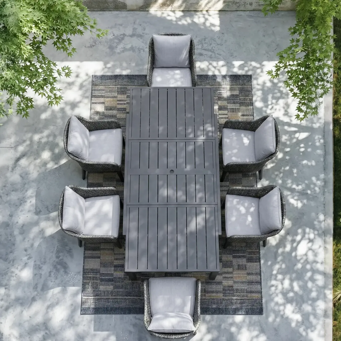 Laguna 7pc Dining Set: Table & 6 Woven Arm Chairs