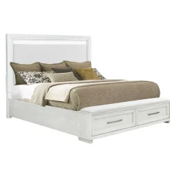 Laurel King Bench Storage Bed, Dresser, Mirror & Nightstand