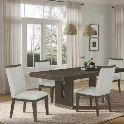 Lumen Extendable Pedestal Dining Table & 4 Side Chairs